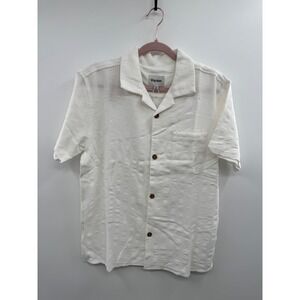 Rhythm Daytona Shirt Men's M White Textured Short Sleeve Button-Up Classic NWT